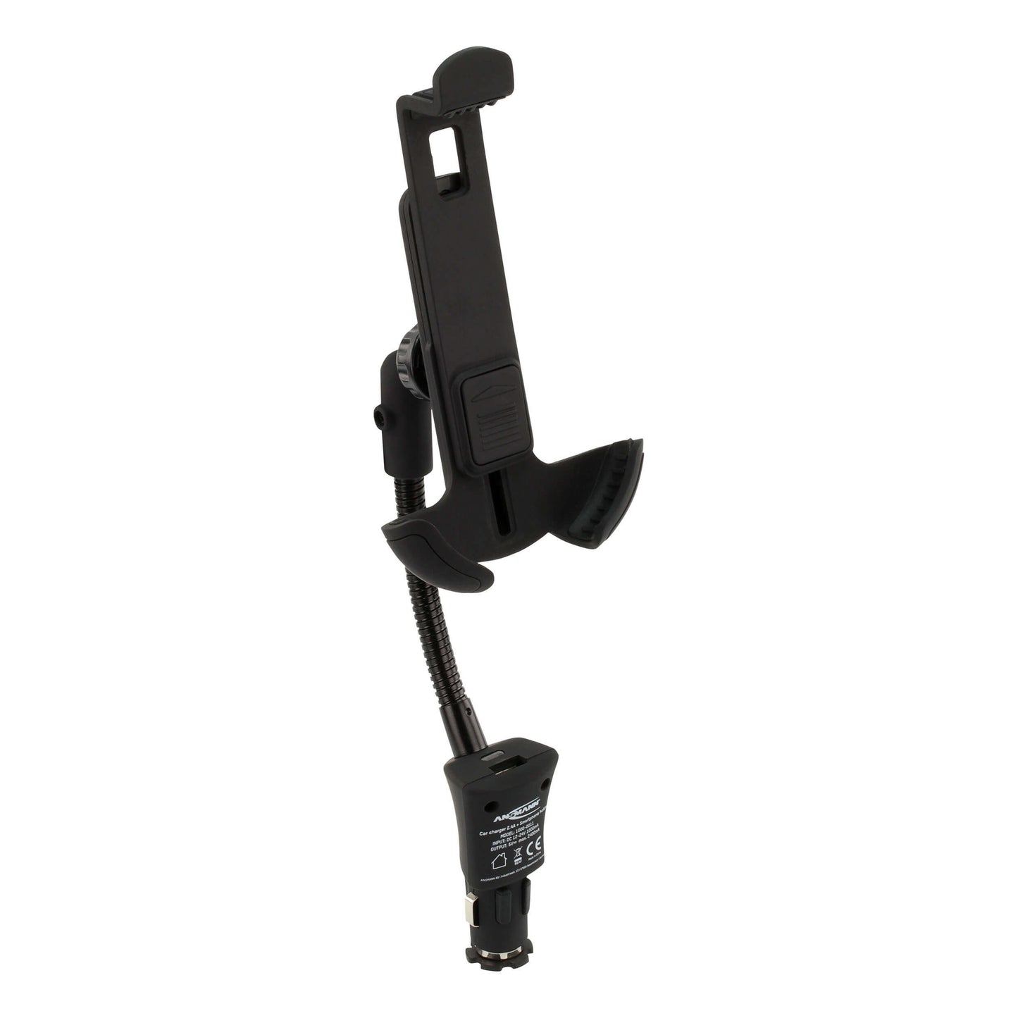 Ansmann Caricabatteria da auto USB 2,4A con supporto per smartphone, caricabatterie auto USB e micro USB