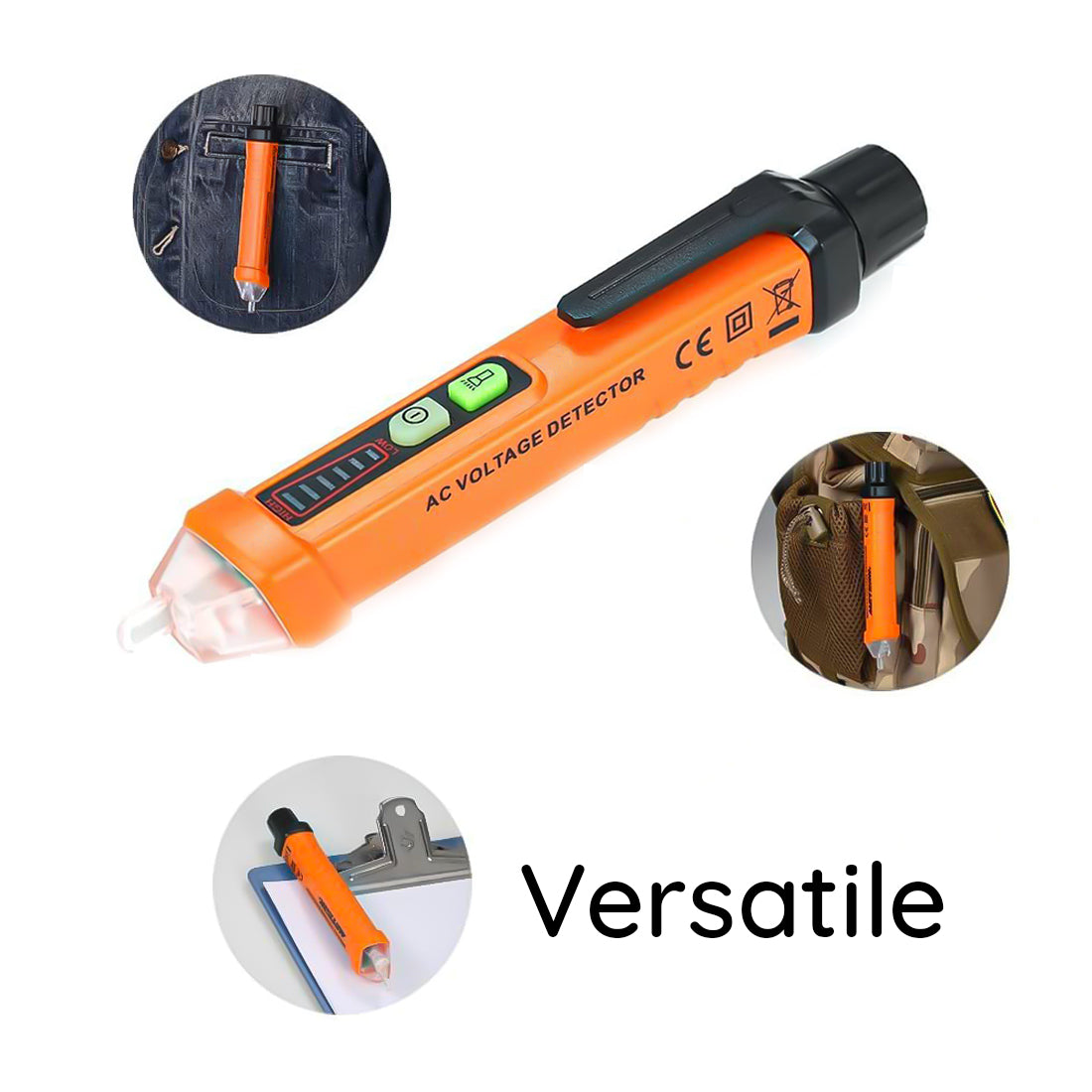 Elcart Non-contact AC voltage detector, phase finding pen with LED, tool for checking the presence of voltage, electric current tester