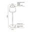 JOlight Lampada da tavolo LED a batteria ricaricabile, abajures bianco in alluminio, interruttore touch, intensità luminosa dimmerabile