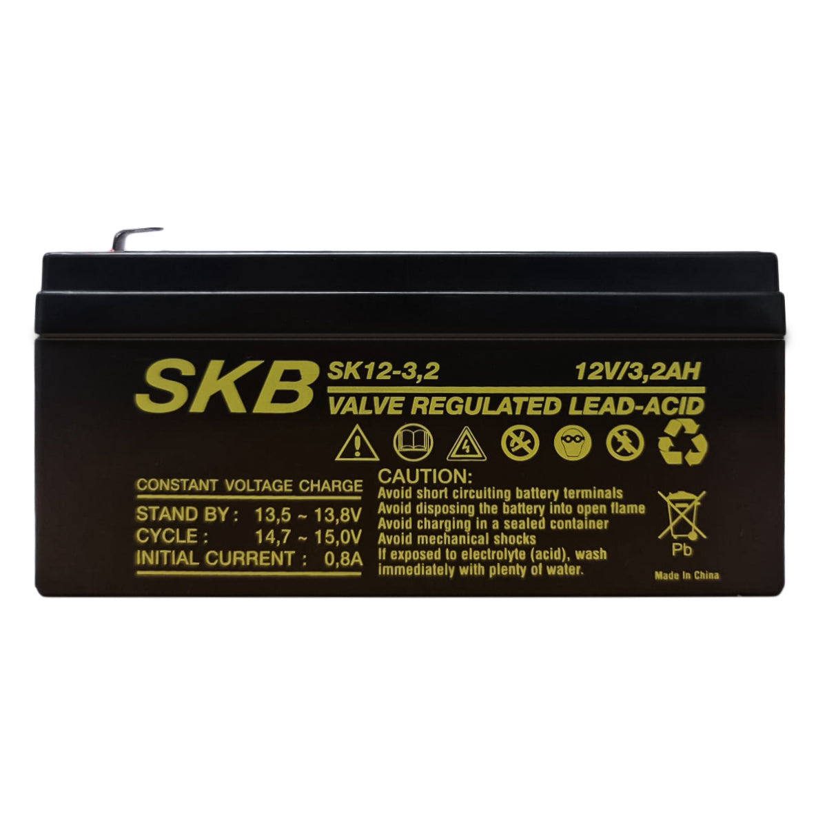 Batterie au plomb SKB batterie rechargeable SK12-3.2 série SK 12V 3.2AH, technologie de plaque plate AGM régulée avec valve
