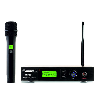 AudioDesign PRO PMU 2211 UHF Ice Cream Controller and Microphone Set, Professional Handheld Radio Microphone Kit, Wireless Microphone with Body Pack