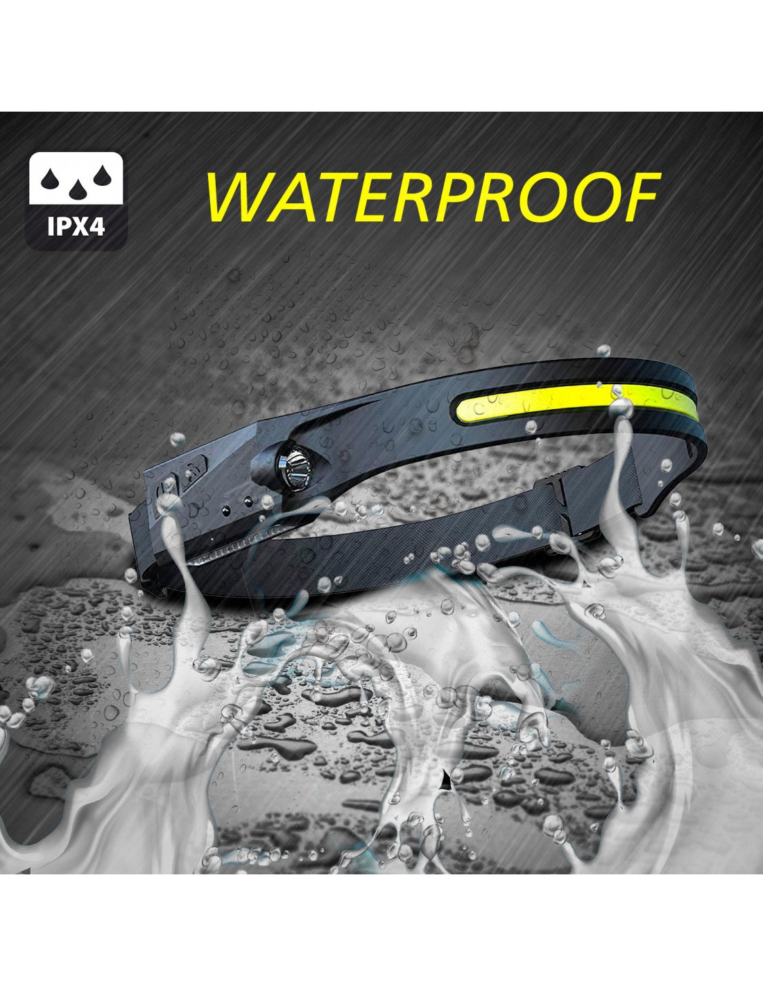 Velamp Rechargeable Headlamp, LED Head Torch, Motion Sensor Head Torch, 350lm, 5 Intensity Levels, USB Cable