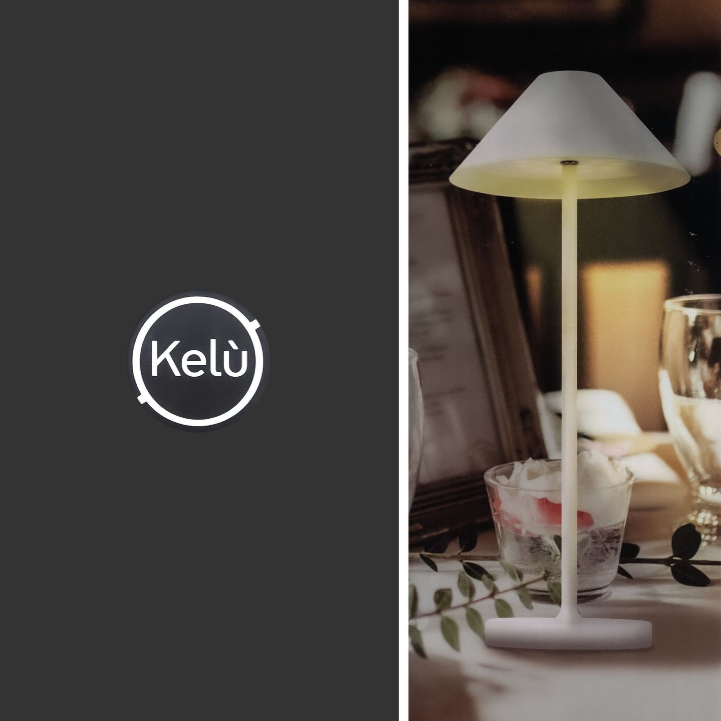Kelù Lampe de table LED portable, pour extérieur avec batterie rechargeable USB, H35 cm, lampe sans fil blanche