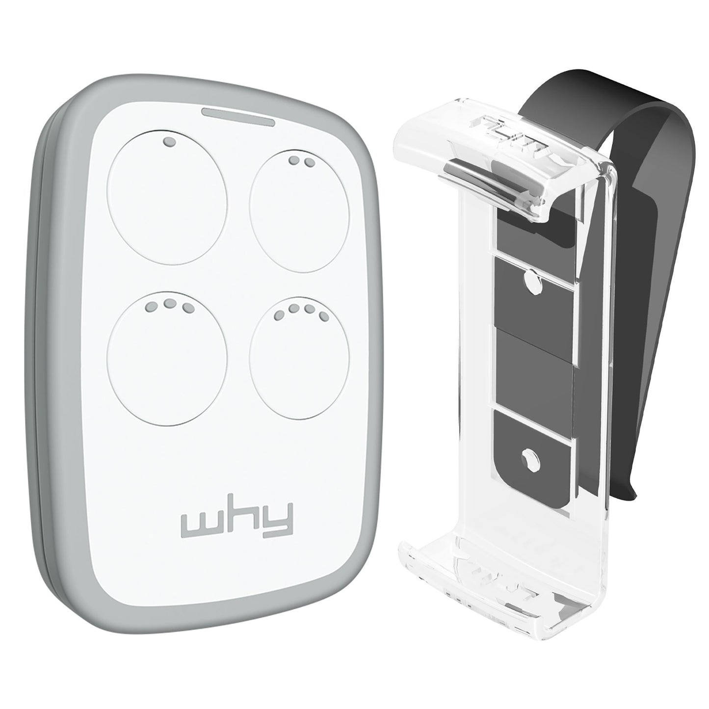 WHY EVO Télécommande multi-fréquences à code tournant de 280 à 868 MHz avec Visor Clip, ouvre-portail programmable à auto-apprentissage, télécommande large portée à 4 boutons, blanc Magnolia White