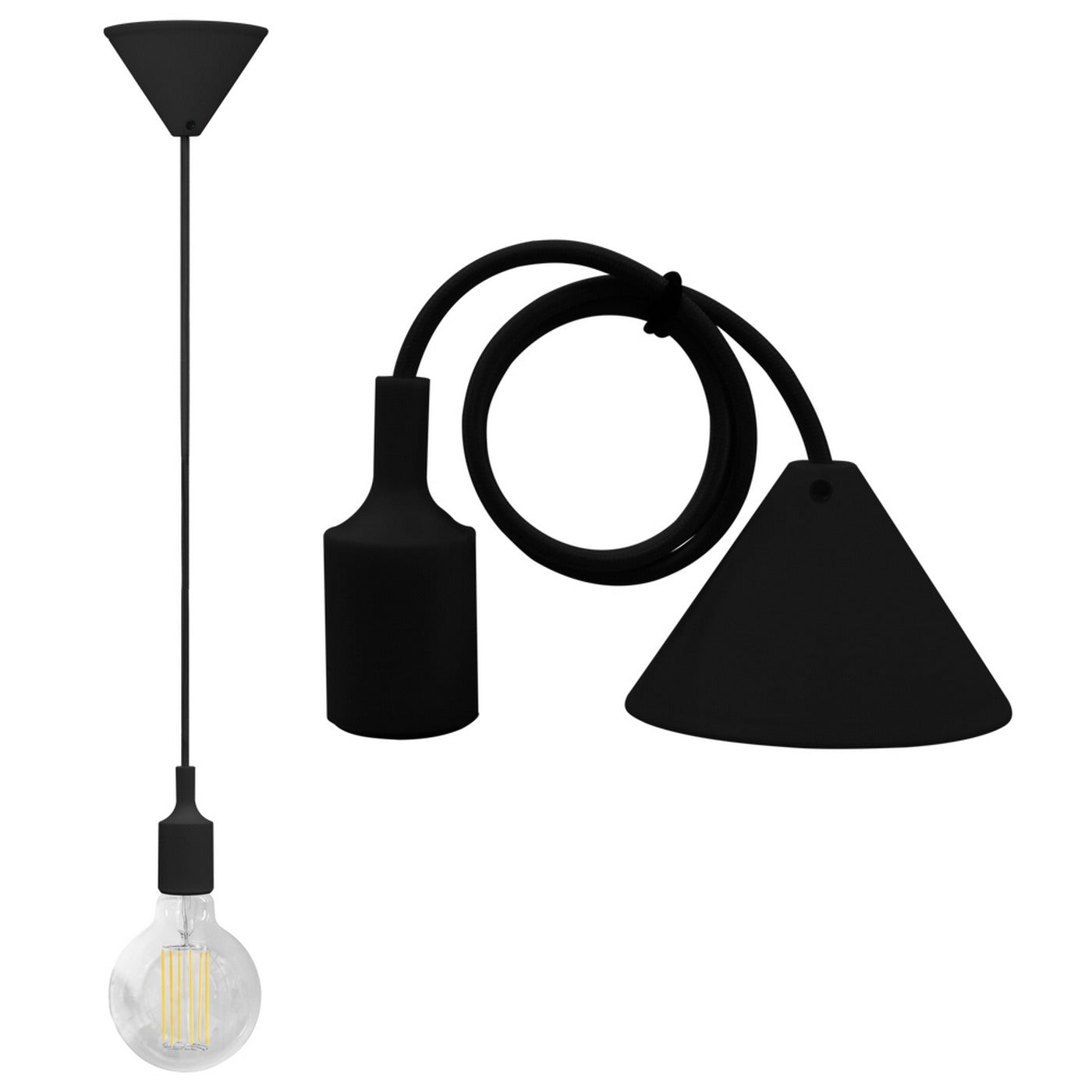 Alcapower Pendente Soffitto con cavo e portalampada E27, lampadario vari colori, 60W, 1 metro