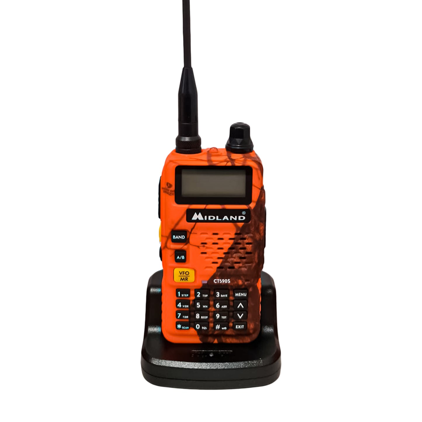 Émetteur-récepteur double bande Midland CT590S BLAZE VHF/UHF avec écran LCD, batterie 1500 mAh intégrée, jusqu'à 128 canaux stockables avec attribution de nom