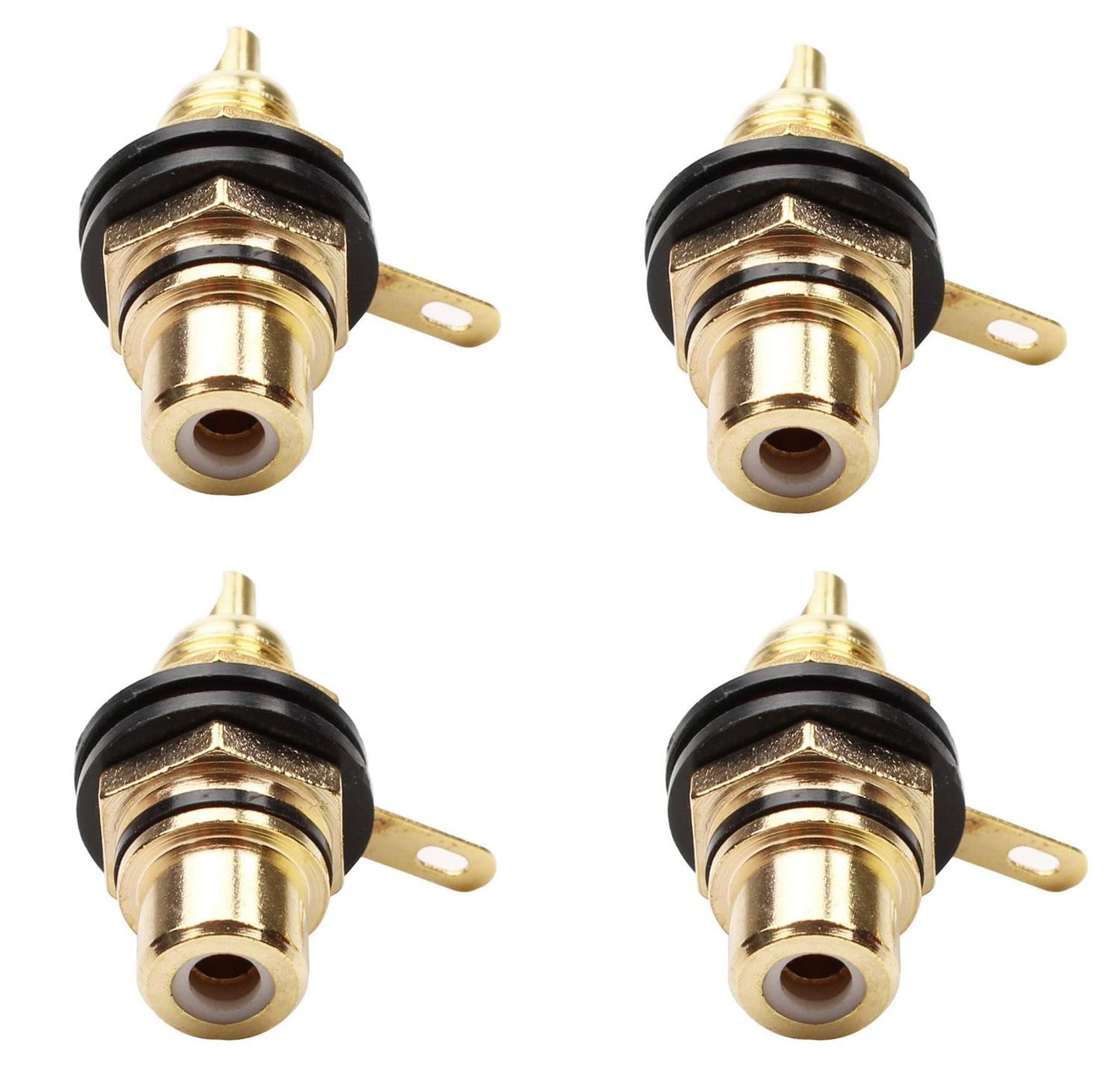 Life Connettore presa RCA da pannello dorata, connettori RCA femmina, 4 pezzi