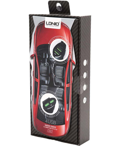 Chargeur de voiture Ldnio avec 4 sorties USB, chargeur de voiture universel 25,5 W avec rallonge pour passager arrière