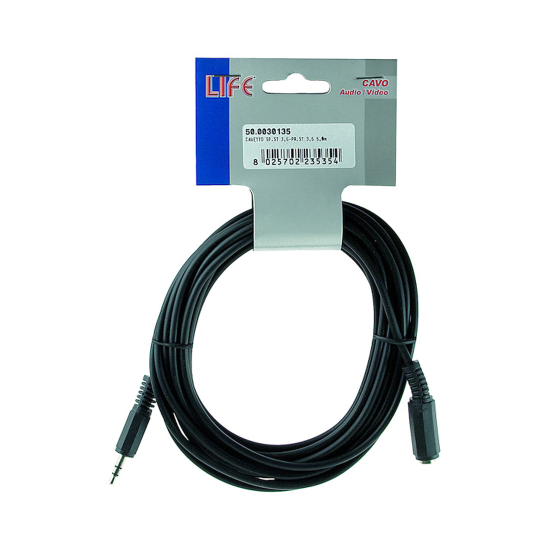Life Cavo audio spina stereo, Jack 3,5 mm, presa stereo 3,5 mm, cavo audio video, 5 metri