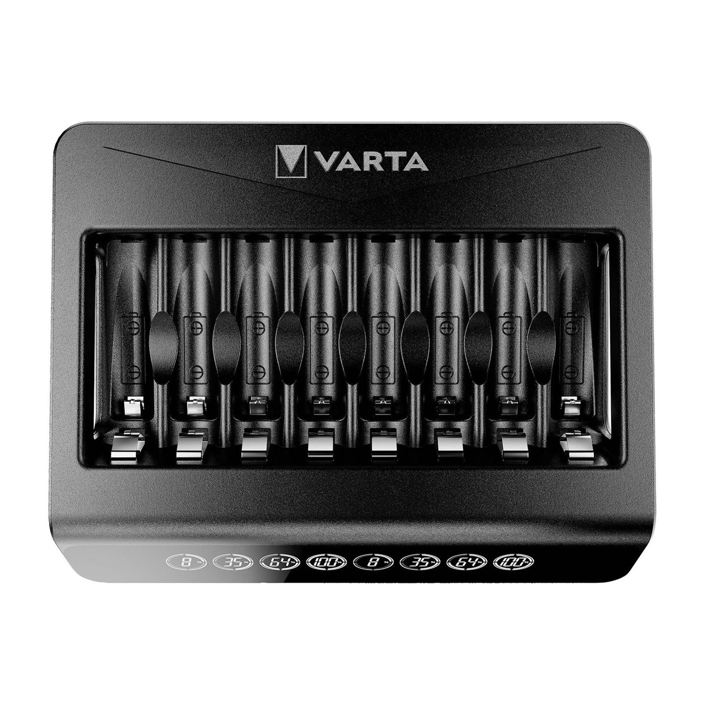 Varta Caricatore per AA e AAA, 8 slot, carica pile ministilo e stilo in 4 ore, schermo LCD con percentuale di carica