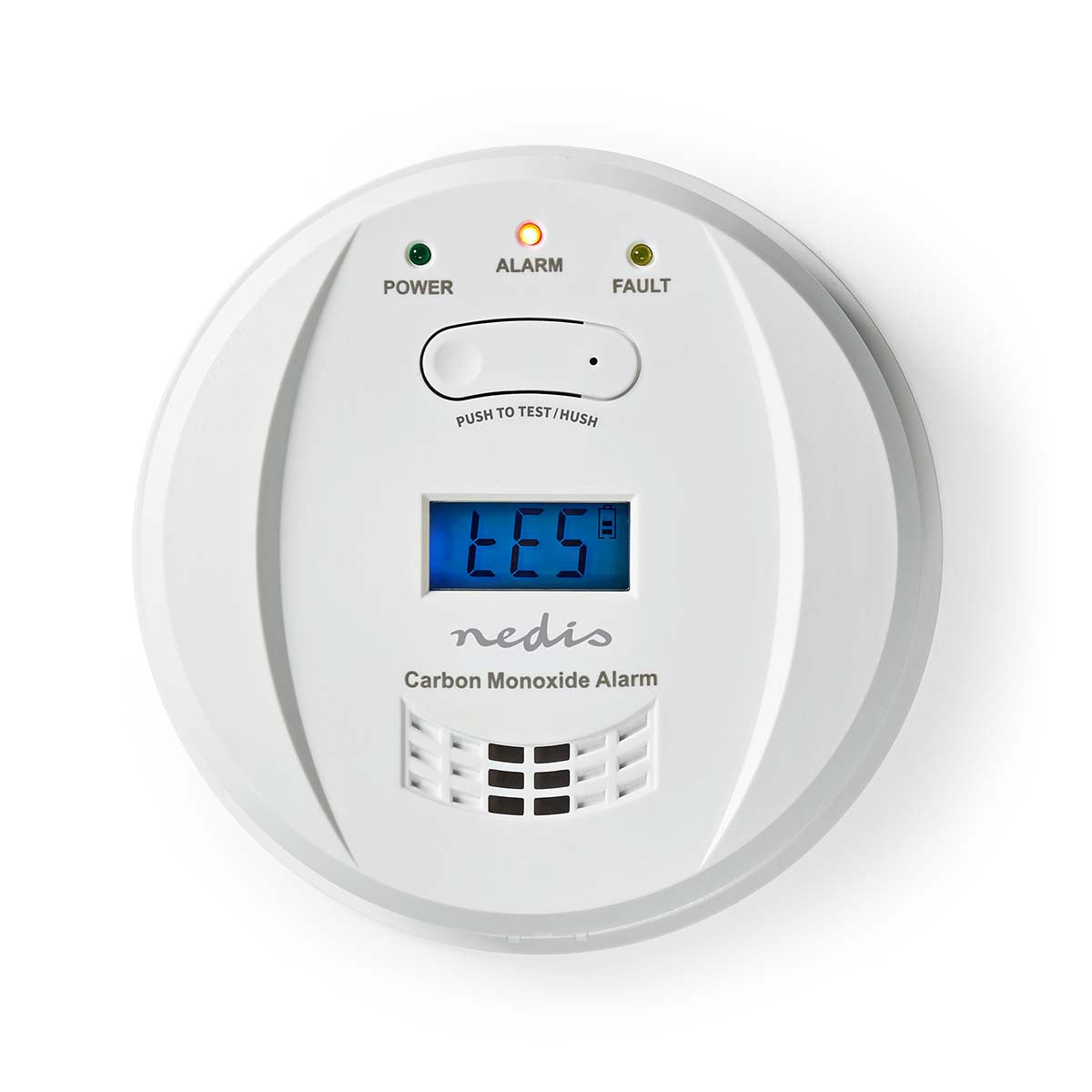 Nedis Alarme de monoxyde de carbone, détecteur de monoxyde de carbone, autonomie de 5 ans, écran LCD, alarme 85 dB, installation facile