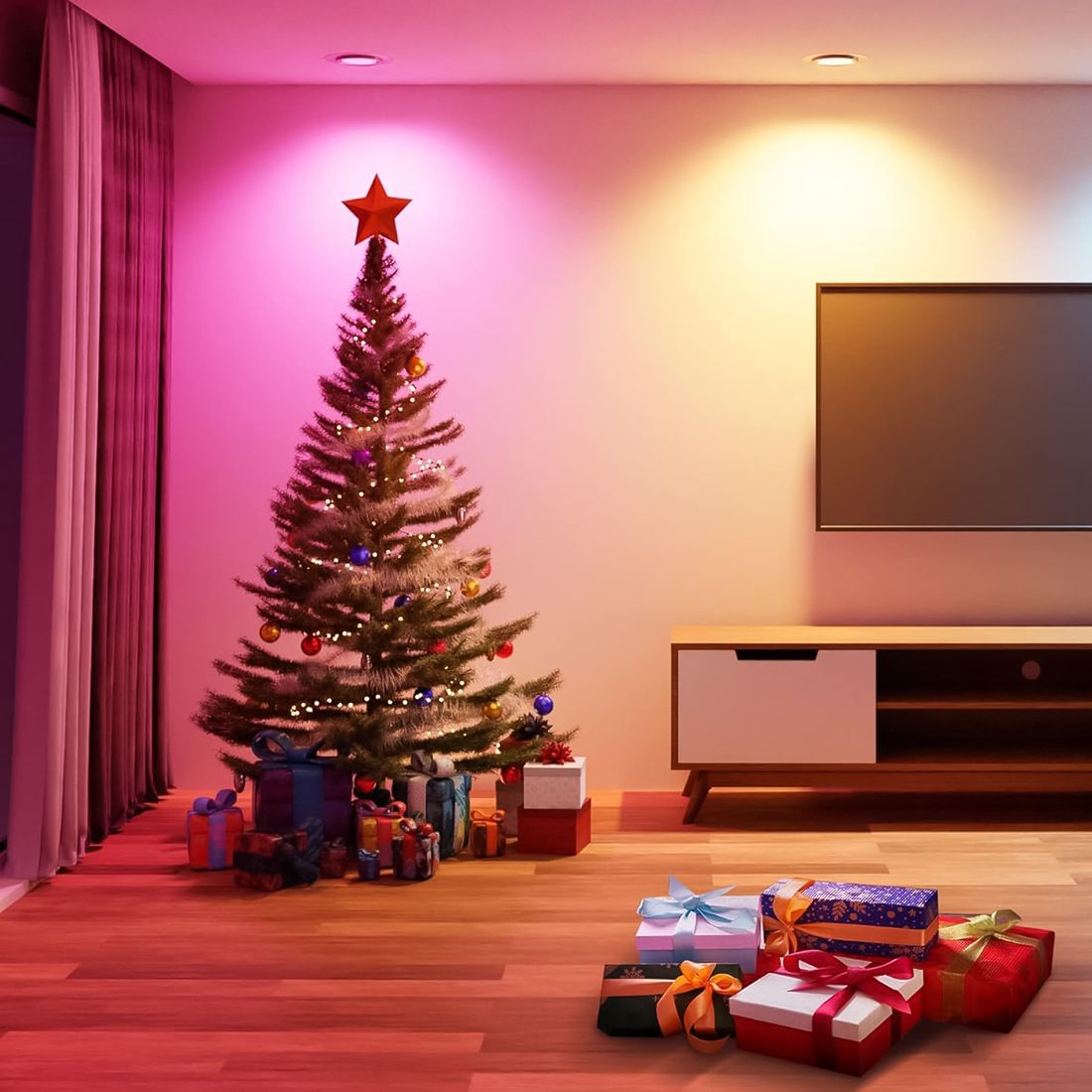 ON Smart wifi spotlight, recessed LED spotlight, recessed bulb, voice control or via app, RGB colored lights, 400 lumen, GU10