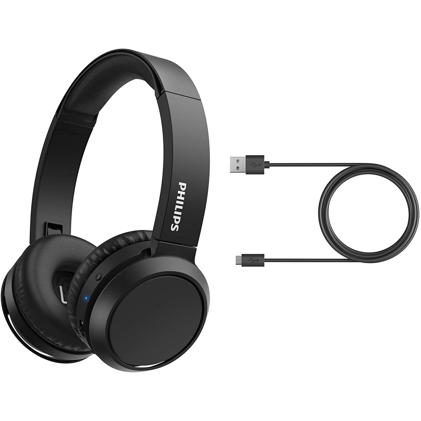 Philips TAH4205 Cuffie richiudibili bluetooth 5.0 con microfono, tasto Bass Boost, 29 ore di riproduzione, ricarica rapida, soppressione dei rumori, nero opaco