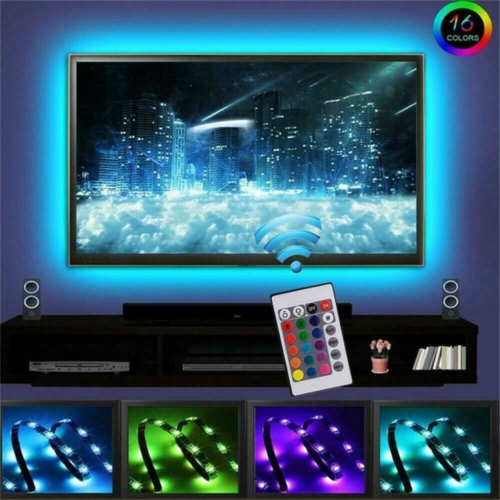 O.N Kit 2 strisce Led luminose da 50 cm SMD RGB set per retroilluminazione tv luci colorate con telecomando