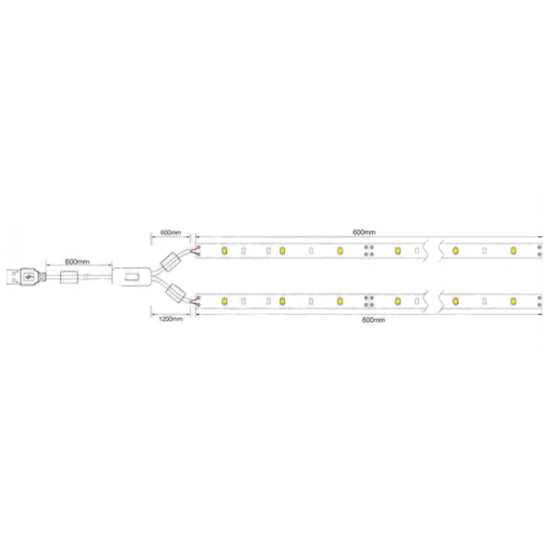 Jolight Kit 2 strisce led luminose da 60 cm per retroilluminazione televisione, colore luce bianco naturale