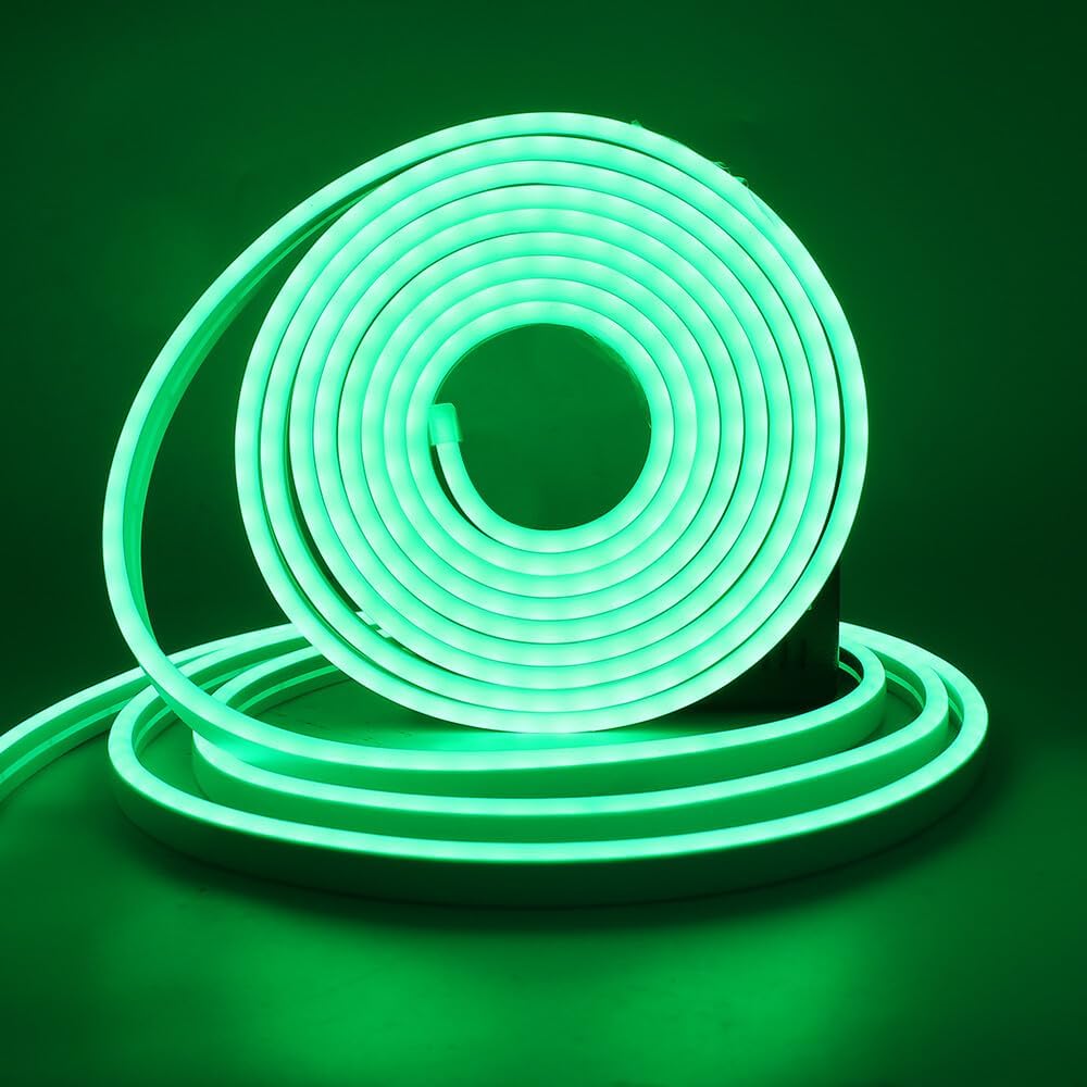 GBC Striscia LED al neon, striscia led 5 metri, colore verde per interno ed esterno IP67, separabile ogni metro, striscia led flessibile