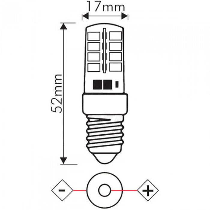 Alpha Elettronica Lampadina a LED, attacco E14, 3W 12Vdc, luce bianca calda 2800K, 17x17 mm