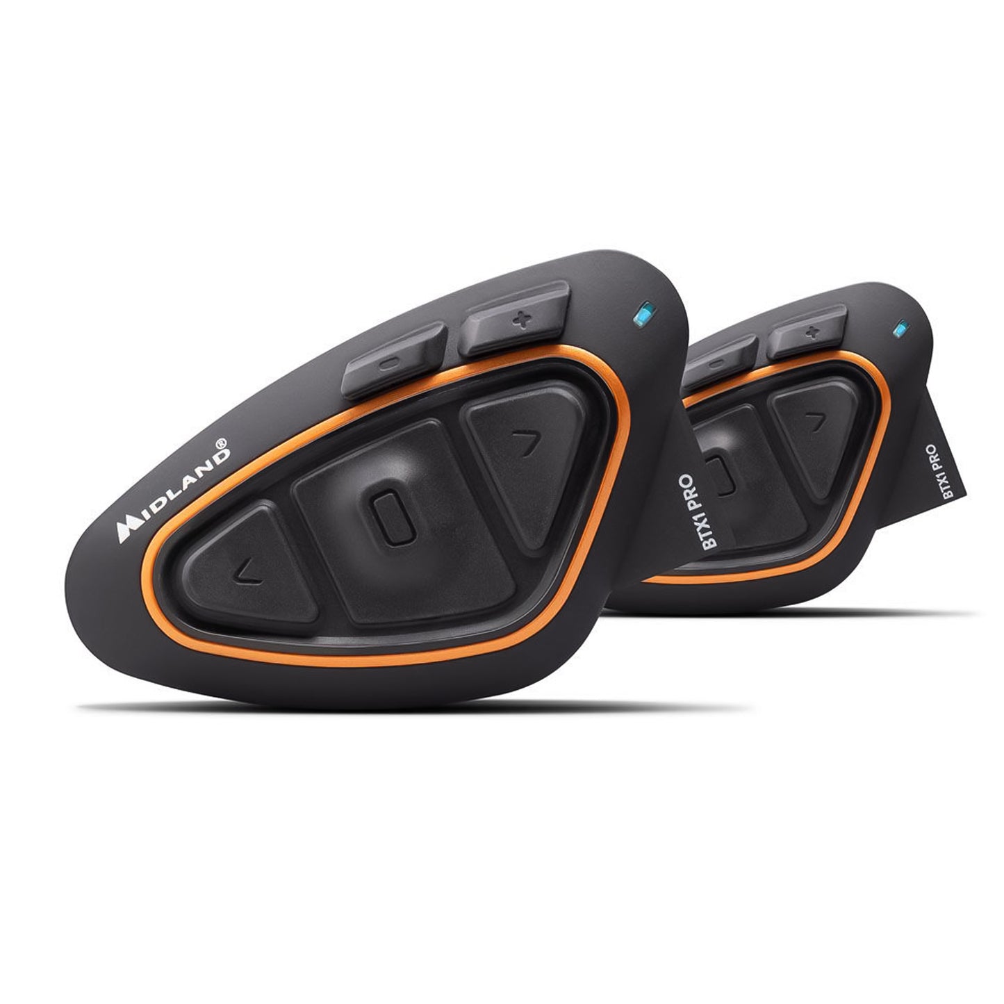 Midland BTX1 PRO double Bluetooth motorcycle intercom, pair of helmet earphones with noise cancellation, rider-passenger communication