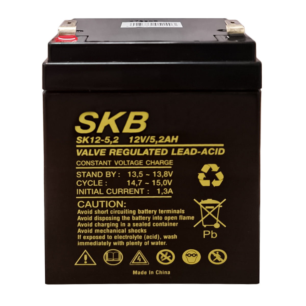 Batterie au plomb SKB batterie rechargeable SK12-5.2 série SK 12V 5.2AH, technologie de plaque plate AGM régulée avec valve