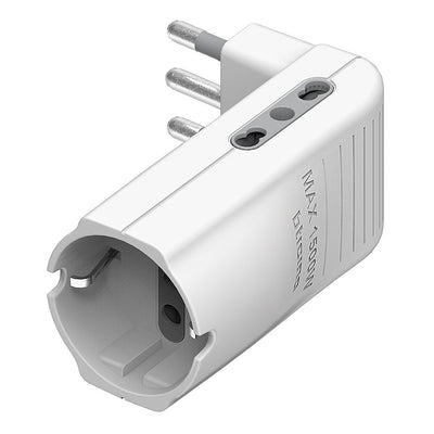 Bticino Adattatore salvaspazio Corner, 2 prese bipasso 10/16A e 1 presa tedesca tipo P30, spina 16A, colore bianco