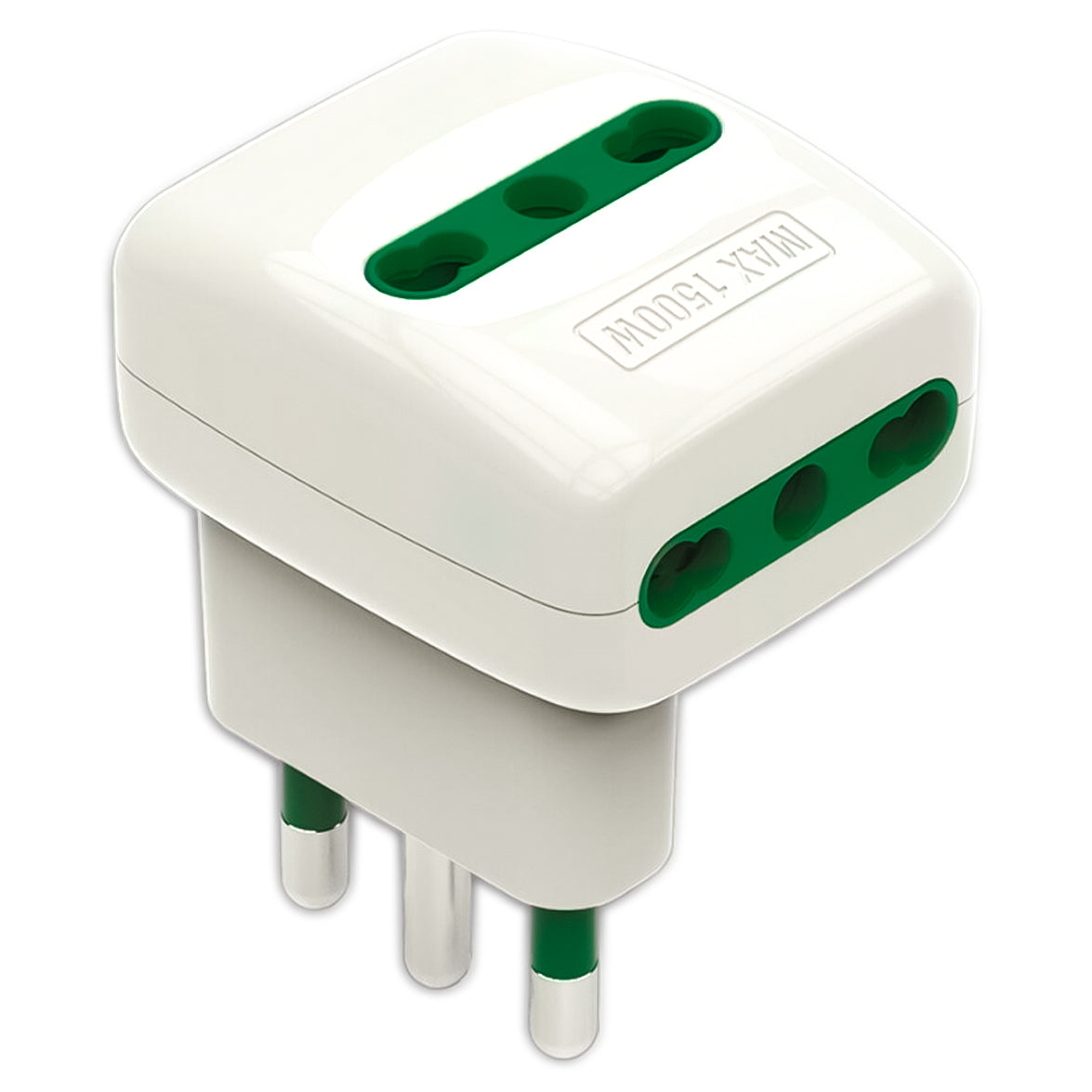 LinkLed Triple socket adapter, space-saving double socket 16A 250V, 90 degree multi-socket with three outlets, large plug maximum 1500W, 2P+E P17/11 - 2P+E 16A PLUG