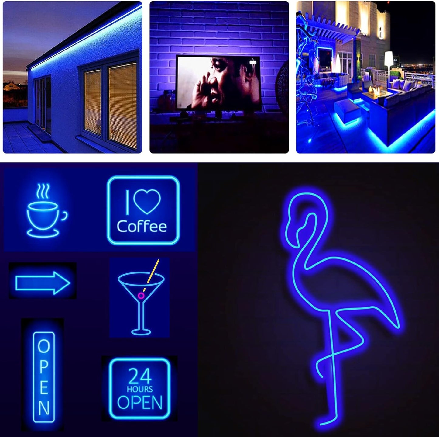 GBC Neon LED strip, 5 meter LED strip, blue color for indoors and outdoors IP67, separable every meter, flexible LED strip