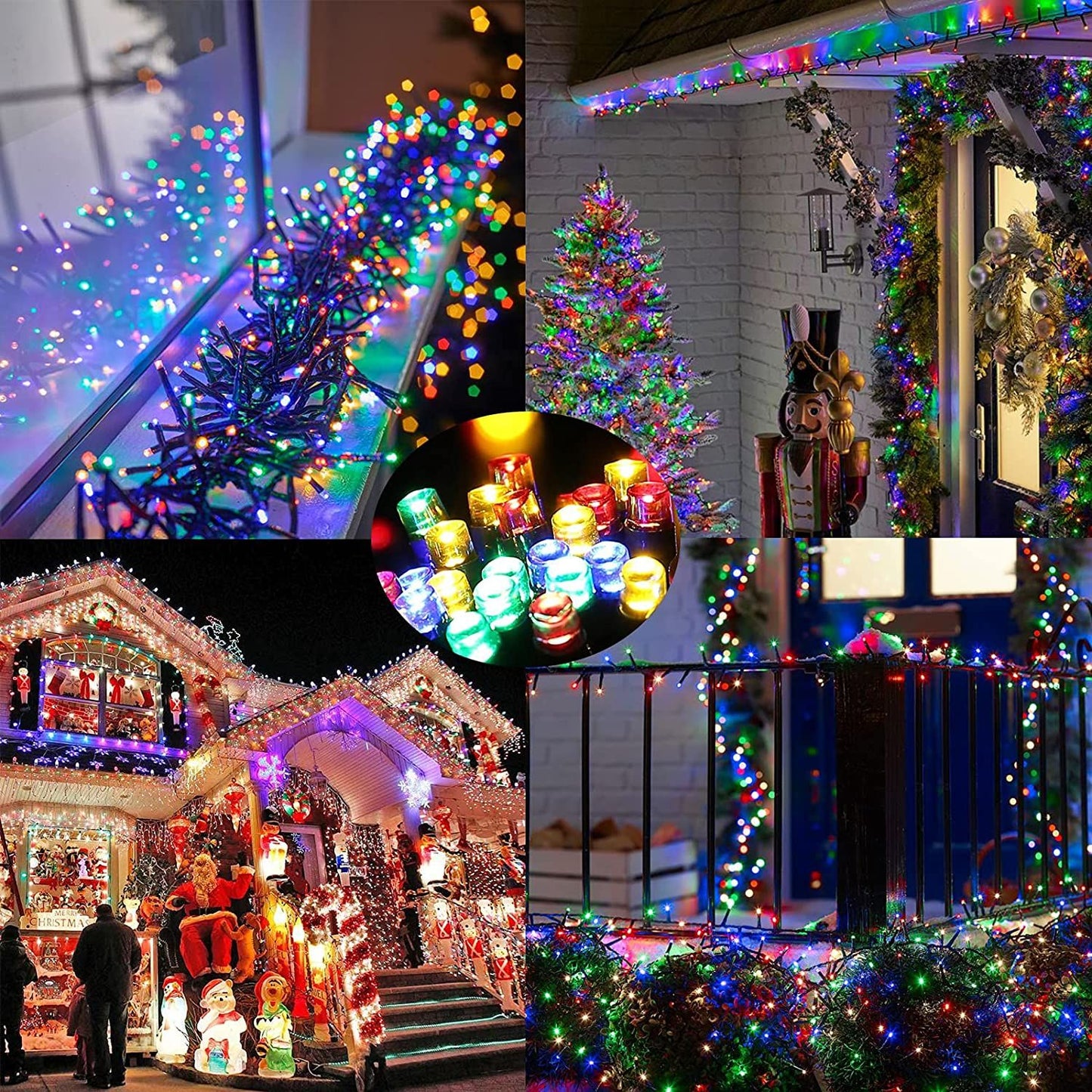 GESCO Catena luminosa per esterno 20 metri, luci led con 8 funzioni, 300 led colorate, luci led decorative Natale, illuminazione casa, ghirlanda luce