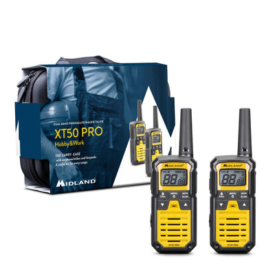 Midland Pair of two-way radios in full optional case, PMR446/LPD, without license, Twin Walkie Talkie, waterproof, 85 channels