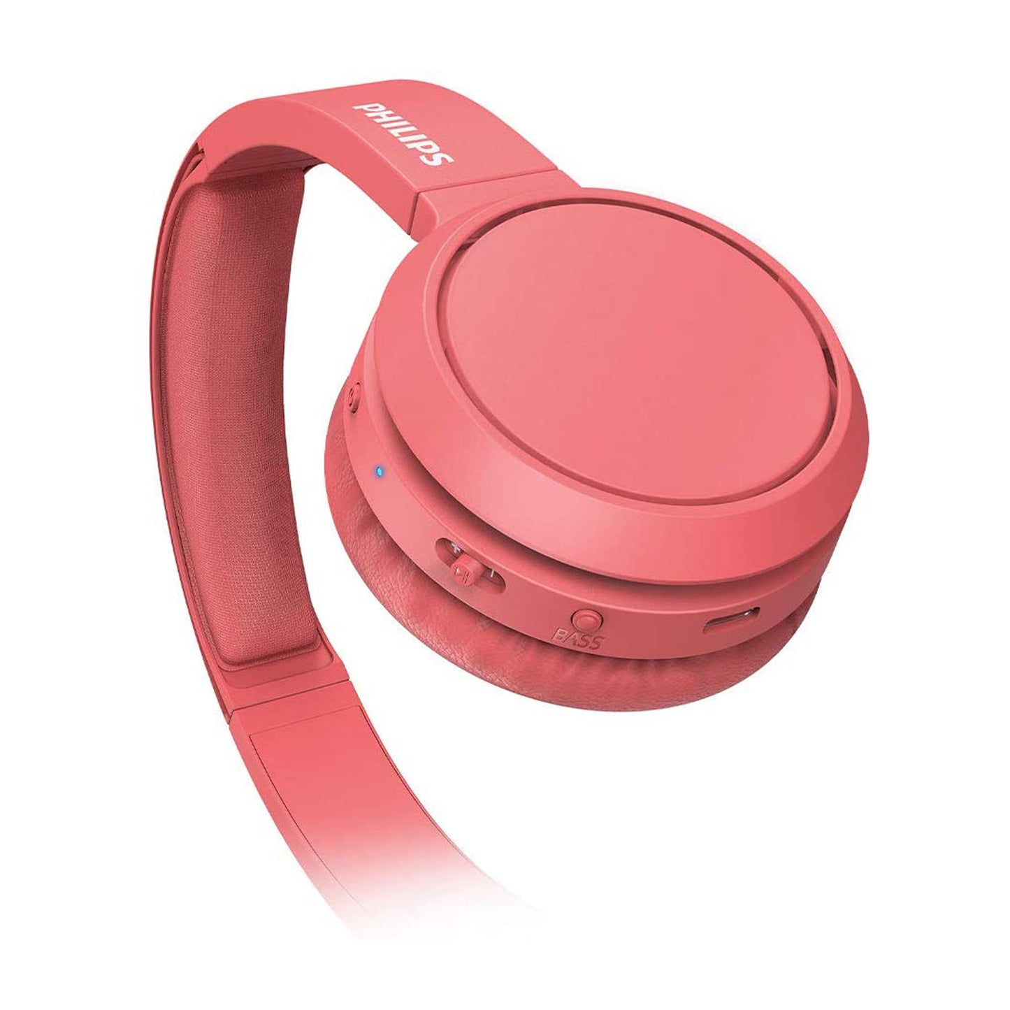 Philips TAH4205 Casque Bluetooth 5.0 pliable avec microphone, bouton Bass Boost, 29 heures d'autonomie, charge rapide, suppression du bruit, rose mat