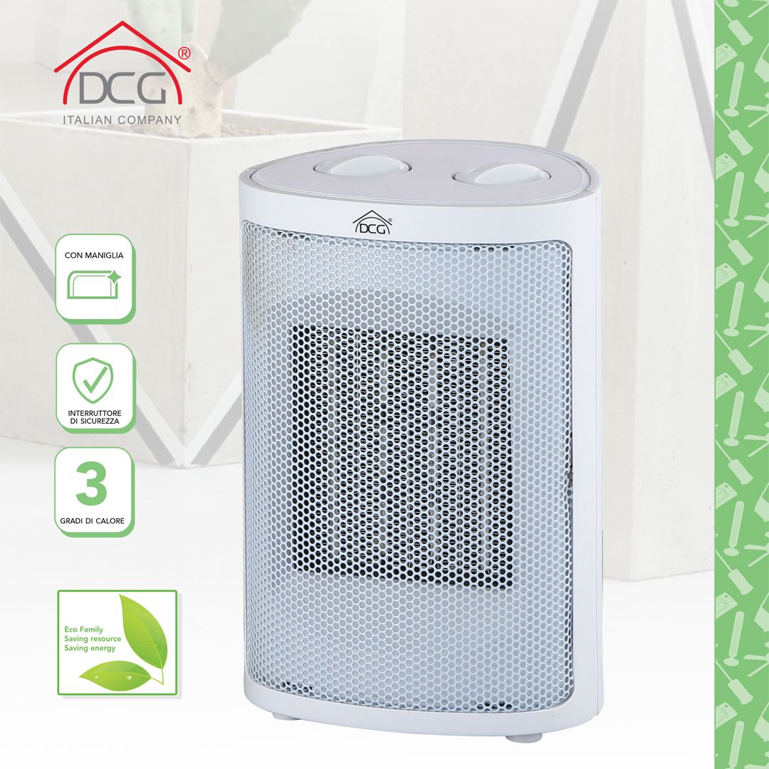 DCG Poêle avec éléments chauffants en céramique, design élégant, résistance électrique avec thermostat réglable
