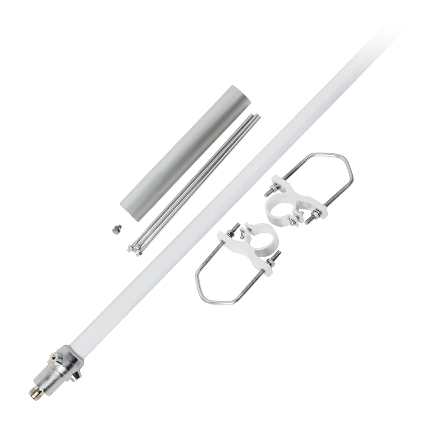 Falkos MA-1500 Antenna base VHF/UHF 144/430 Mhz, lunghezza 185cm, due flange incluse, antenna bibanda in fibra di vetro