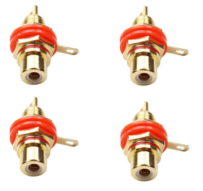 Life Connettore presa RCA da pannello dorata, connettore RCA femmina, 4 pezzi