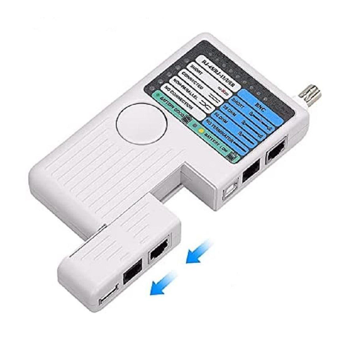 GBC Tester di cavi di rete con connettori RJ11, RJ45, USB, BNC, funzione rilevazione di connessione errata