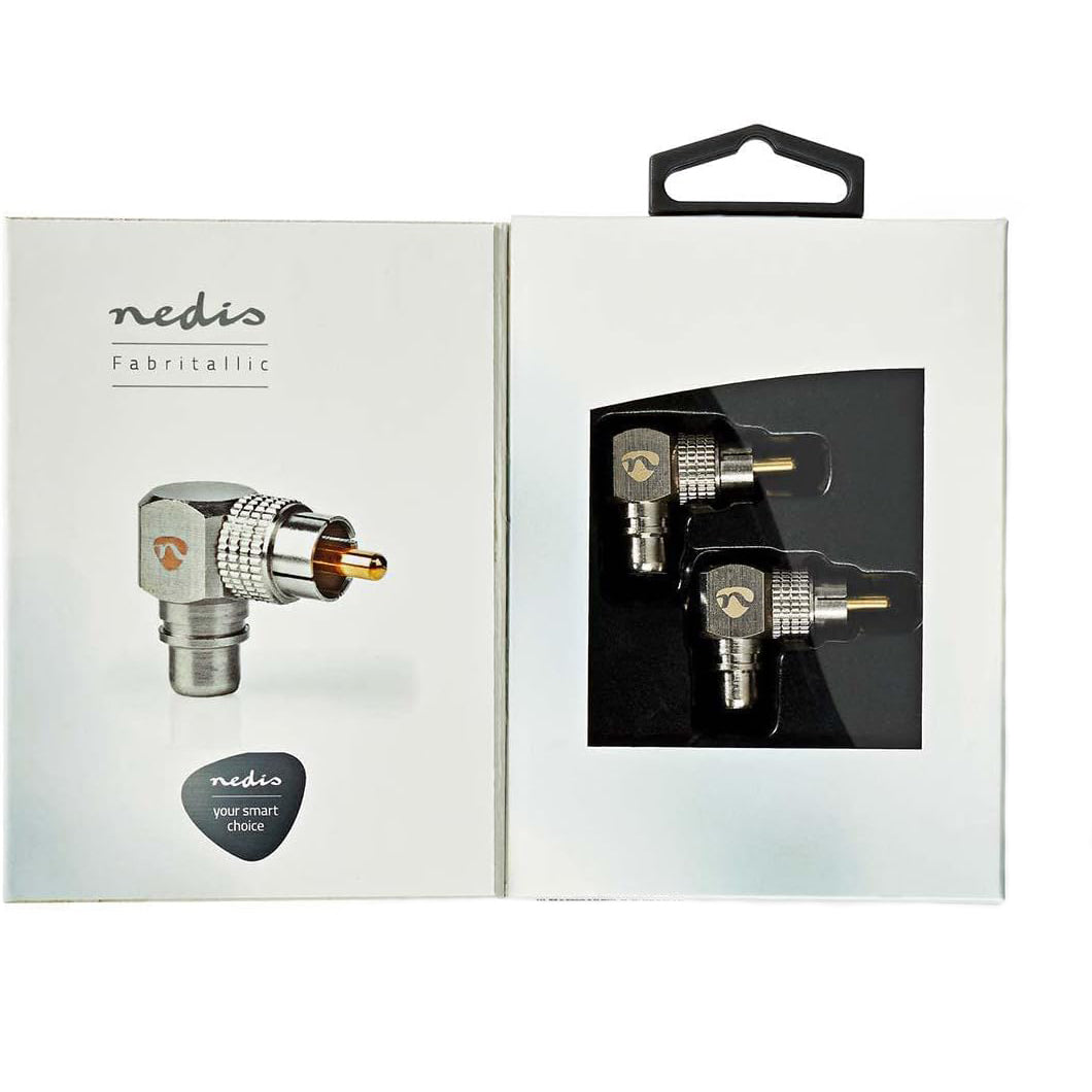 NEDIS Set of 2 mono RCA male and RCA female audio adapters, 90° angled adapter