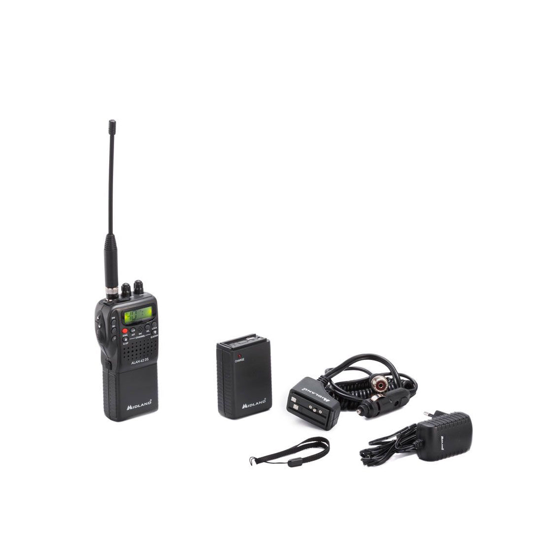 Midland Alan 42 DS multiband transceiver, portable CB transceiver, LCD display and noise blanker