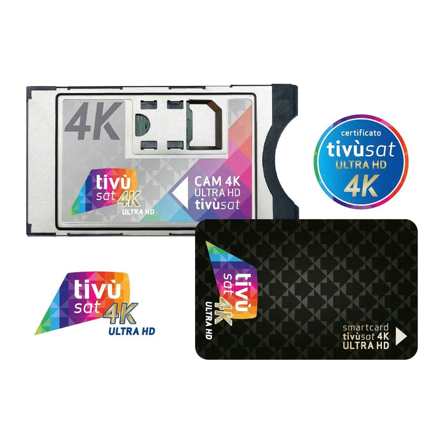 Digiquest Cam Tivùsat 4K Ultra HD, module CAM avec carte à puce Tivùsat sans abonnement mensuel, qualité satellite