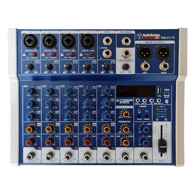 Audiodesign Pro Mixer audio professionale, console con 6 canali, bluetooth, 24 effetti DSP e ingresso Ottico Toslink