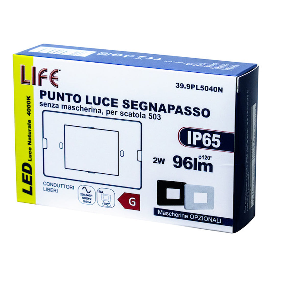 Point lumineux LIFE sans masque, balise de marche pour caisson 503, lumière naturelle 4000K, IP65, spot balise de marche