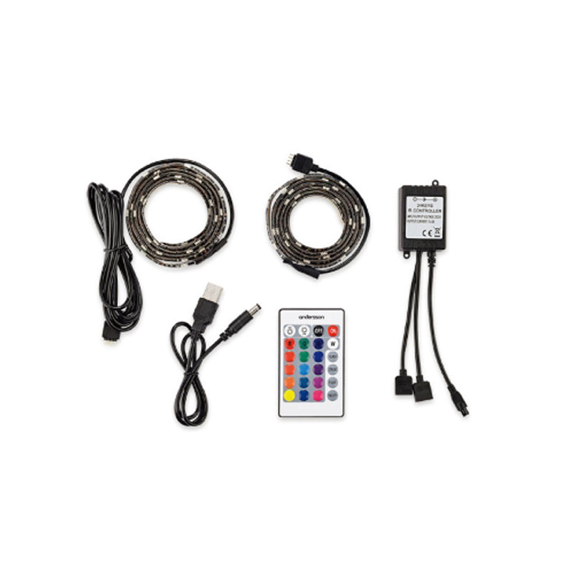 O.N Kit 2 strisce Led luminose da 50 cm SMD RGB set per retroilluminazione tv luci colorate con telecomando