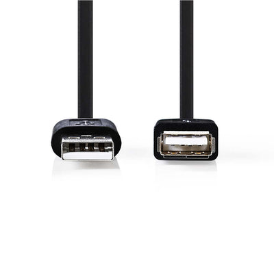 NEDIS USB Cable, USB 2.0 Cable, Male Female Cable, Speed ​​480 Mbps, Nickel Plated