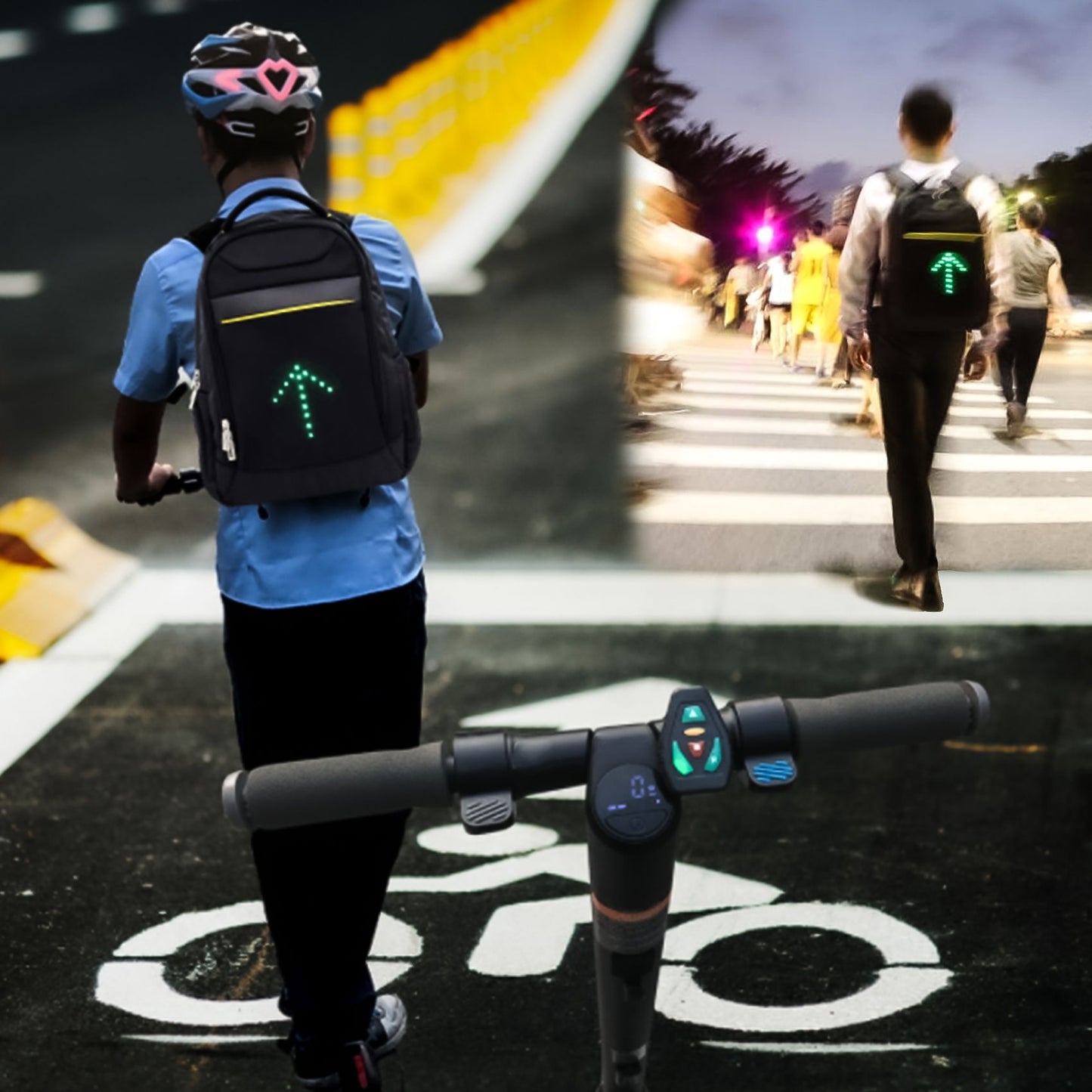 iSnatch Zaino per portatile leggero 20L con Indicatore di direzione LED, zaino con segnale luminoso per la notte, bici, moto e monopattino elettrico