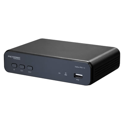 Metronic Zapbox PRO 1.0 Digital terrestrial DVB T2 with remote control, Decoder with USB reader, HDMI port and SCART socket, Dolby Audio, tunes HD channels