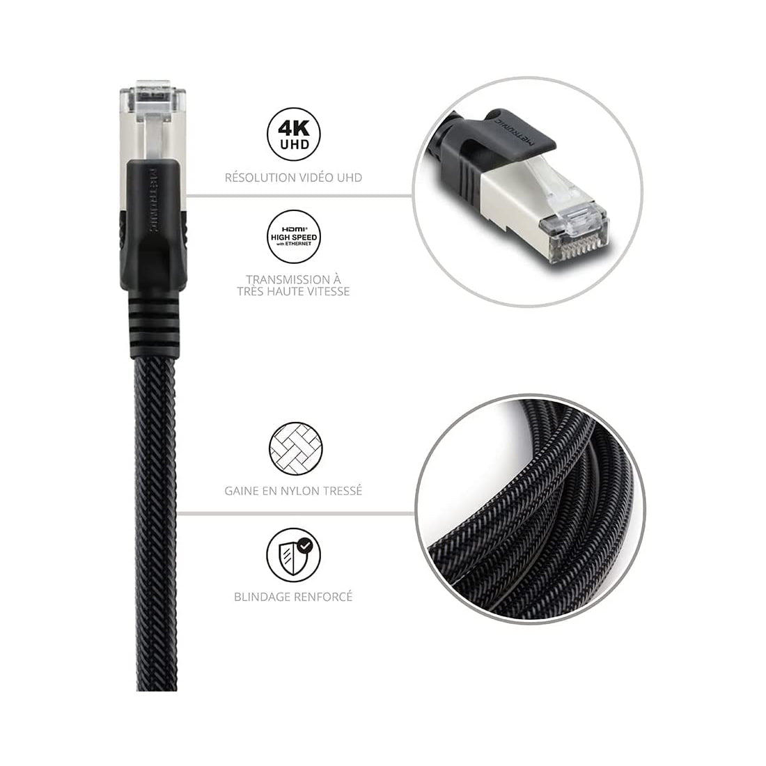 Metrnic cavo Ethernet RJ45 CAT 8 maschio/maschio intrecciato - S/FTP, cavo di rete 1,5 m