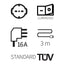 LinkLed Multipresa con interruttore a 3 ingressi 10/16A, ciabatta elettrica 3 prese universali bipasso schuko 250V, cavo da 3m, 3680W max