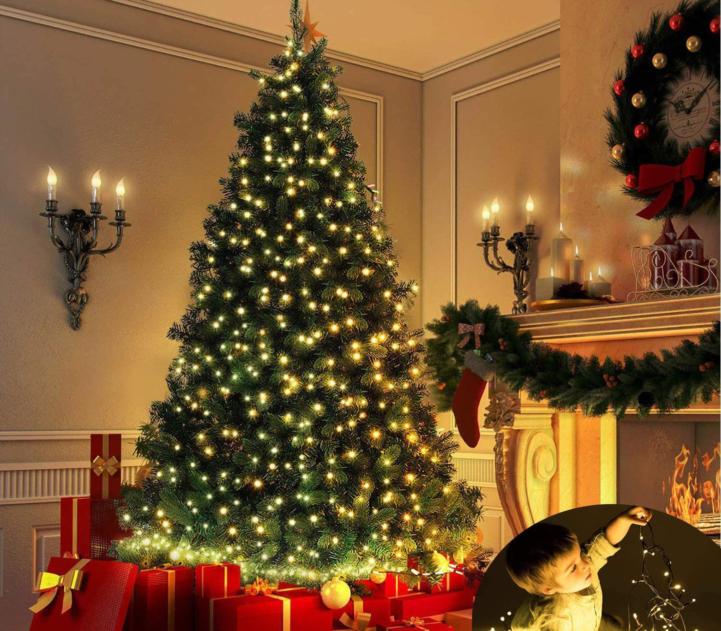 GESCO Catena luminosa per esterno 20m, luci led con 8 funzioni, 300 led calde, luci led decorative Natale, illuminazione casa, ghirlanda luce