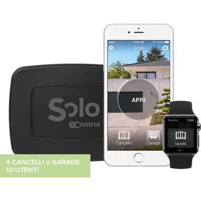 1Control ONLY 2 GEN, Ouvre-portail Bluetooth sans fil pour téléphone/smartphone pour ouvrir des portails et portes de garage télécommandés, x4 portails et jusqu'à 10 utilisateurs, noir, fabriqué en Italie
