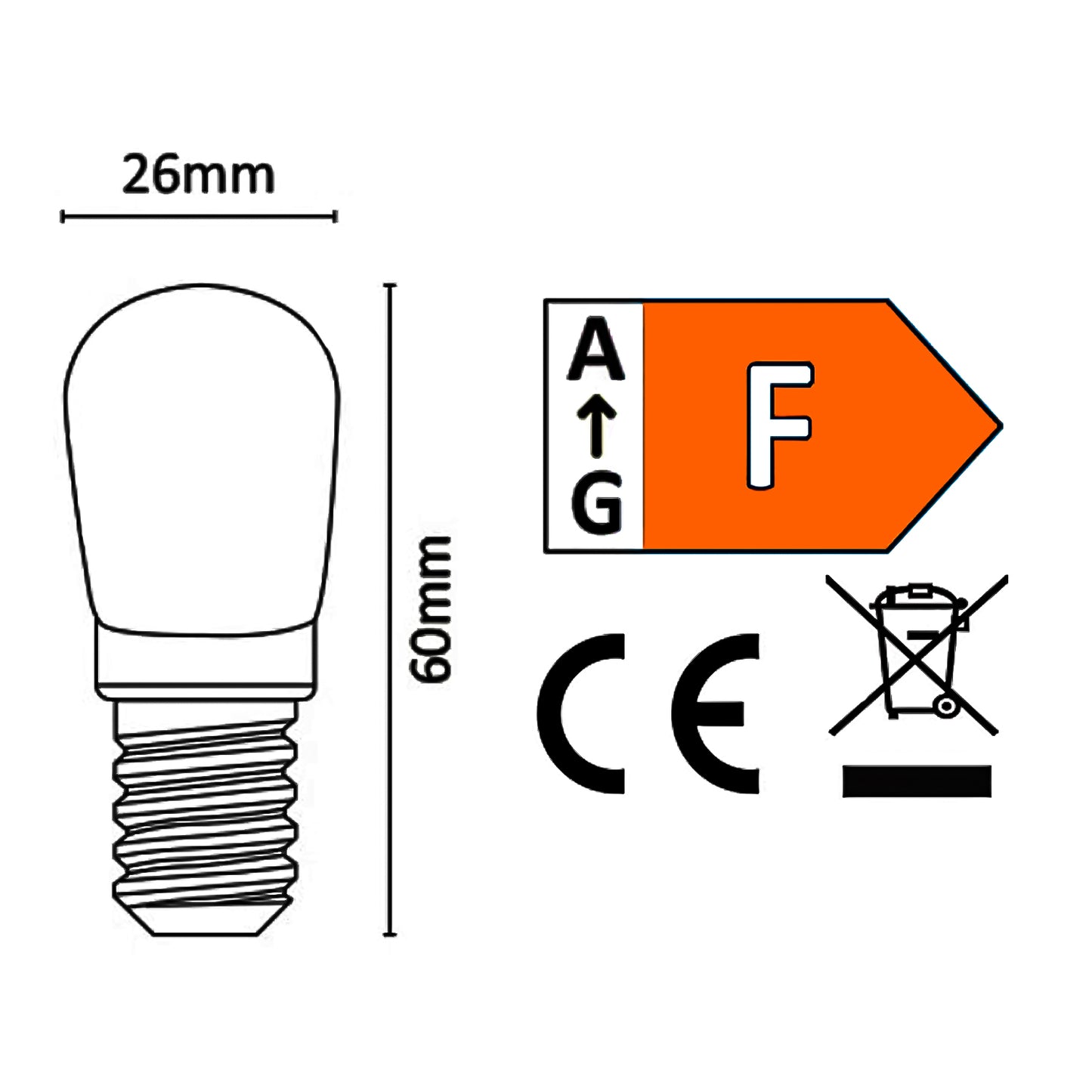 Lampe LED E14 Alcapower blanc chaud, ampoule T26 230V 3,5W, ampoule 310lm, température 3000K