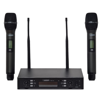 AudioDesign PRO PMU D2 Set of control unit and 2 UHF microphones, professional handheld radio microphone kit, wireless microphone with True Diversity technology