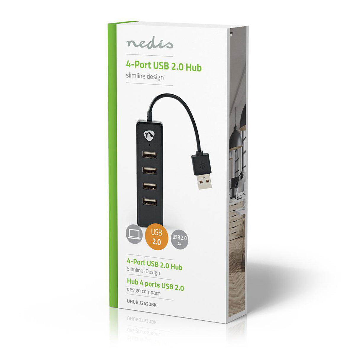 Nedis Hub multiporta USB 2.0, 4 porte ingresso USB-A, plug&play, multipresa USB