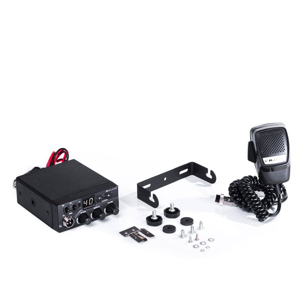 Midland M Zero Plus CB mobile transceiver, 40 AM/FM channels, transceiver with microphone